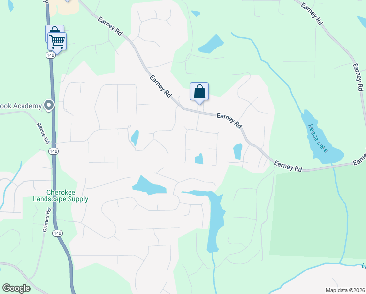 map of restaurants, bars, coffee shops, grocery stores, and more near 297 Hill Crest Circle in Woodstock