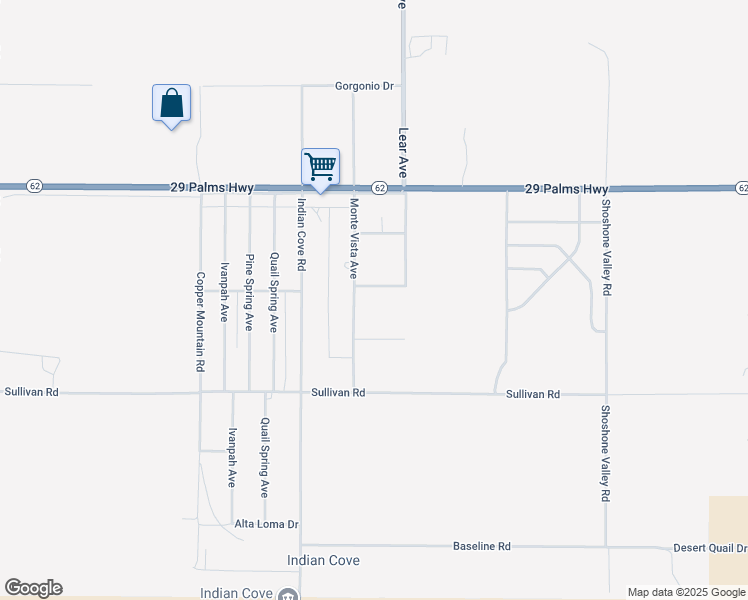 map of restaurants, bars, coffee shops, grocery stores, and more near 69235 Old Dale Road in Twentynine Palms