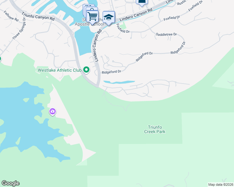 map of restaurants, bars, coffee shops, grocery stores, and more near 36 Nottingham Road in Westlake Village