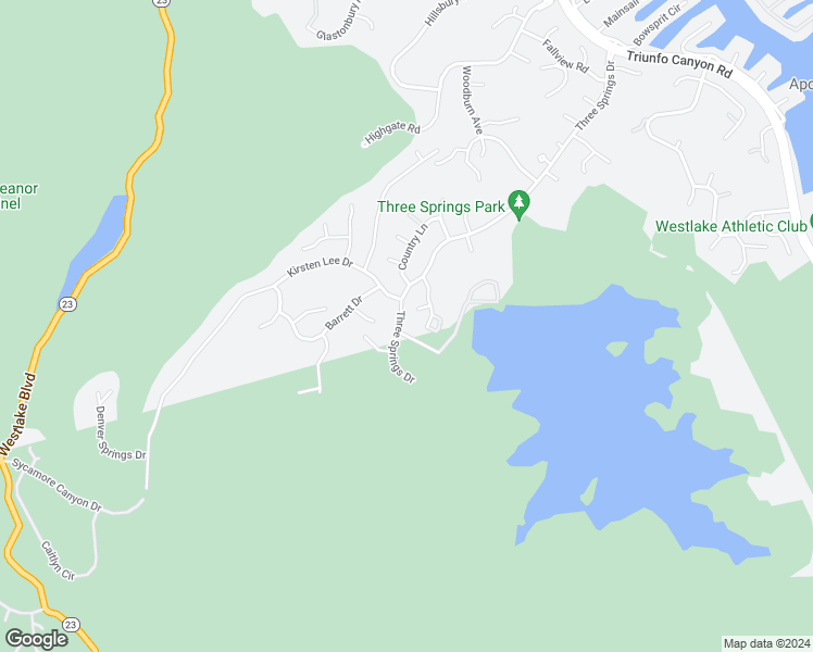 map of restaurants, bars, coffee shops, grocery stores, and more near 2404 Three Springs Drive in Westlake Village