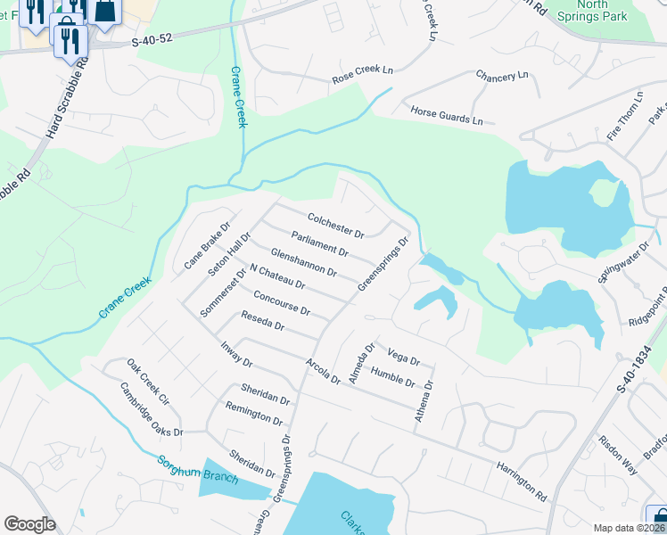 map of restaurants, bars, coffee shops, grocery stores, and more near 153 Glenshannon Drive in Columbia