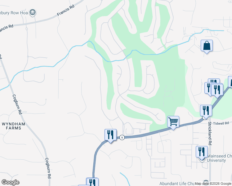 map of restaurants, bars, coffee shops, grocery stores, and more near 14336 Creek Club Drive in Milton