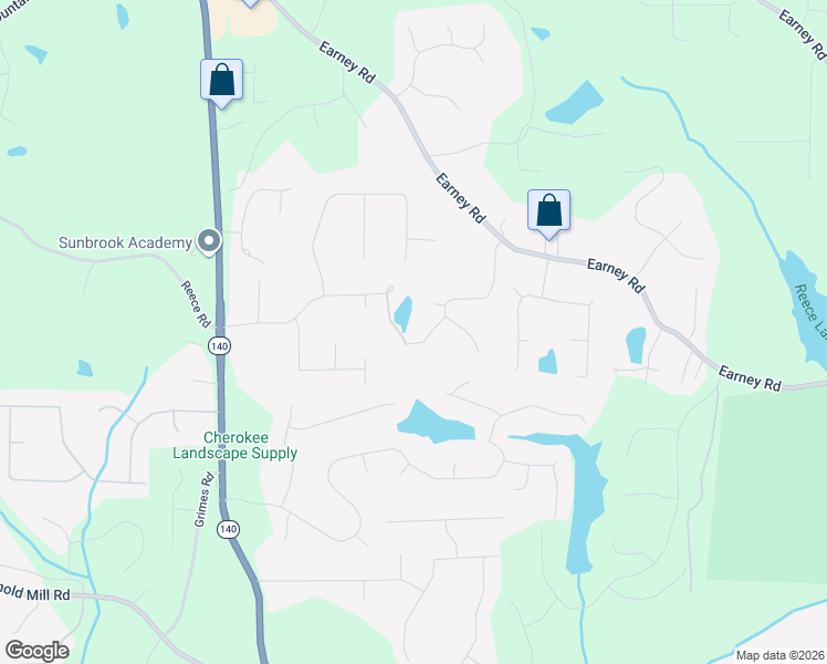 map of restaurants, bars, coffee shops, grocery stores, and more near 106 Falling Water in Woodstock