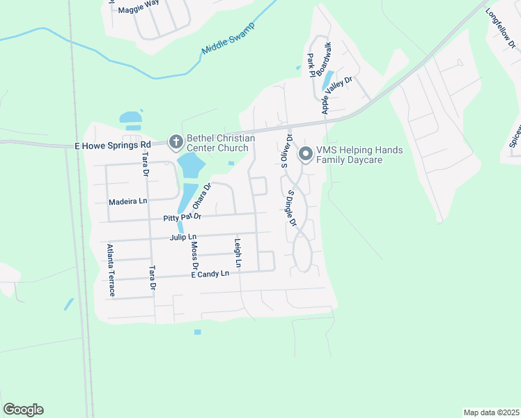 map of restaurants, bars, coffee shops, grocery stores, and more near 1117 Pitty Pat Drive in Florence