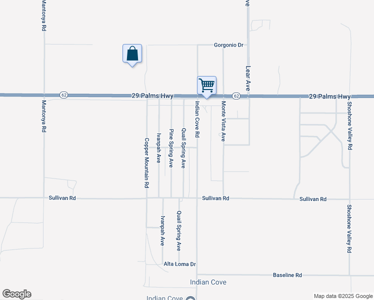 map of restaurants, bars, coffee shops, grocery stores, and more near 69063 Old Dale Road in Twentynine Palms