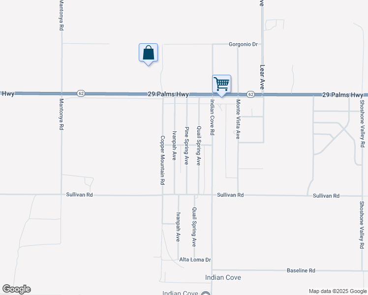 map of restaurants, bars, coffee shops, grocery stores, and more near 68983 Old Dale Road in Twentynine Palms
