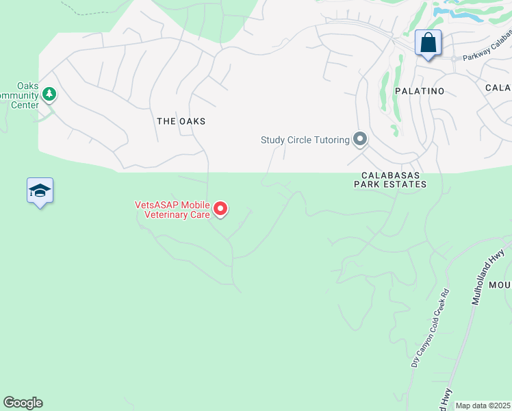 map of restaurants, bars, coffee shops, grocery stores, and more near 25242 Prado Del Misterio in Calabasas