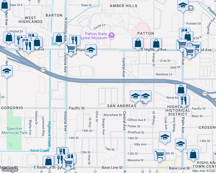 map of restaurants, bars, coffee shops, grocery stores, and more near 1894 Bangor Avenue North in Highland