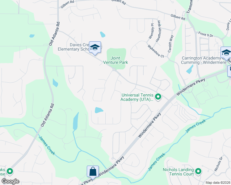 map of restaurants, bars, coffee shops, grocery stores, and more near 3860 Griffin Trail Way in Cumming