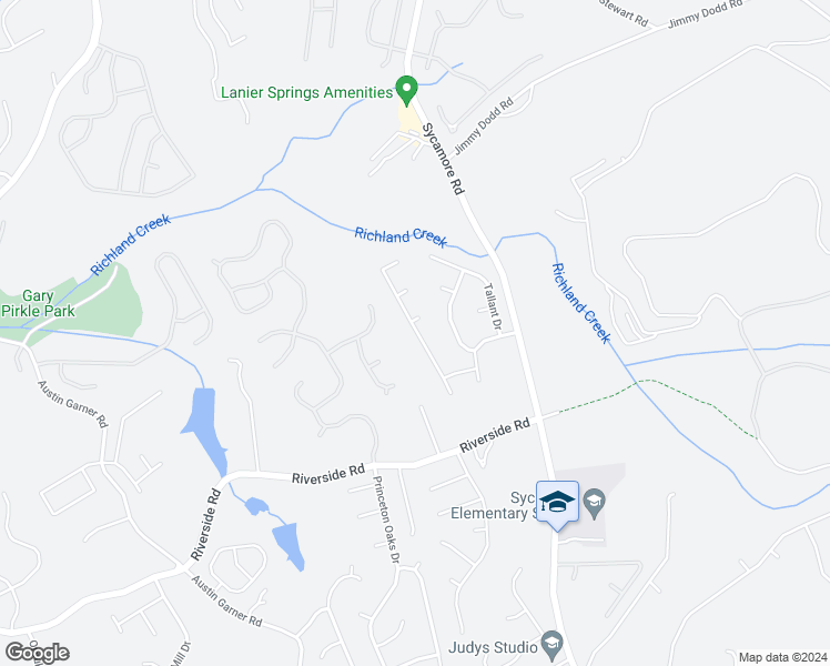 map of restaurants, bars, coffee shops, grocery stores, and more near 5920 April Drive Northeast in Sugar Hill