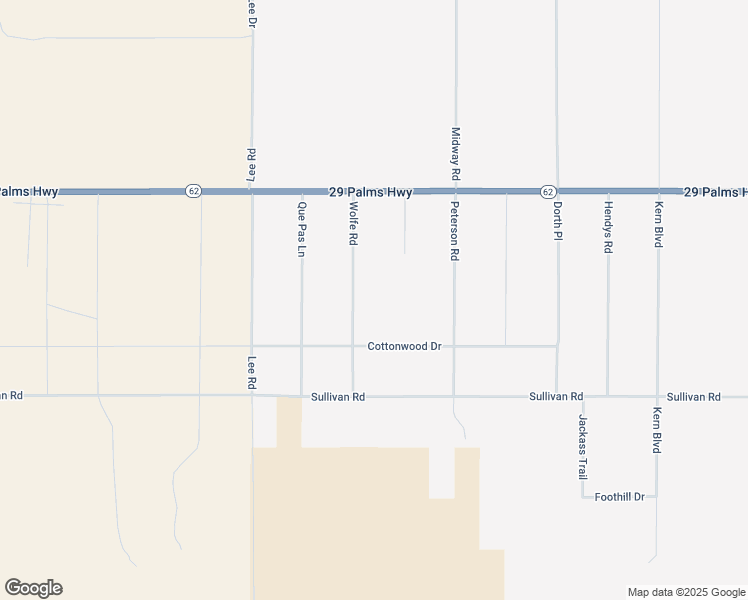 map of restaurants, bars, coffee shops, grocery stores, and more near Wolfe Drive in Twentynine Palms