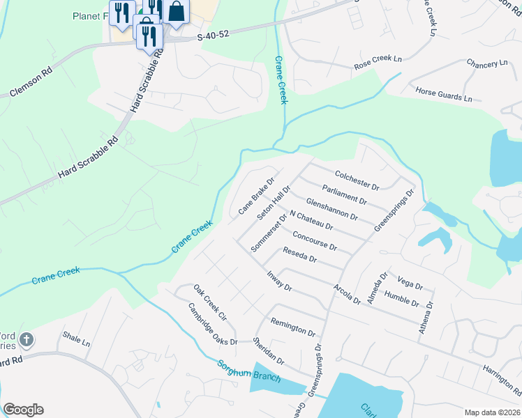 map of restaurants, bars, coffee shops, grocery stores, and more near 221 Seton Hall Drive in Columbia
