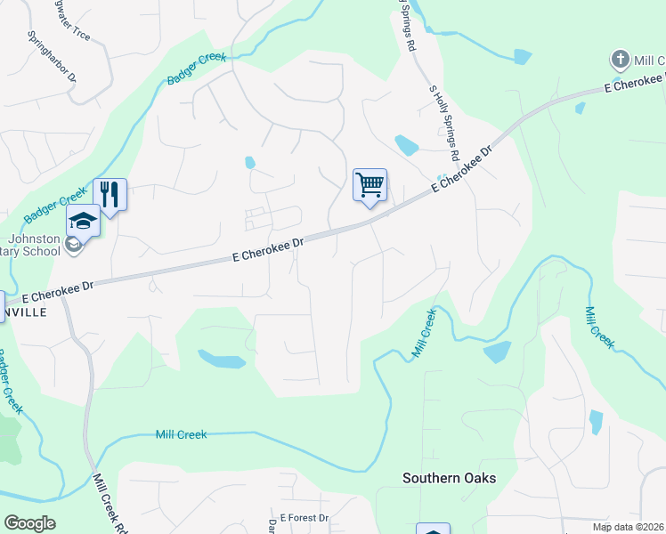 map of restaurants, bars, coffee shops, grocery stores, and more near 2009 Meadows Drive in Woodstock
