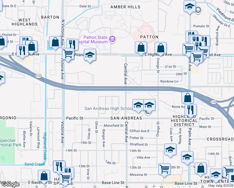 map of restaurants, bars, coffee shops, grocery stores, and more near 1895 Colwyn Avenue in Highland