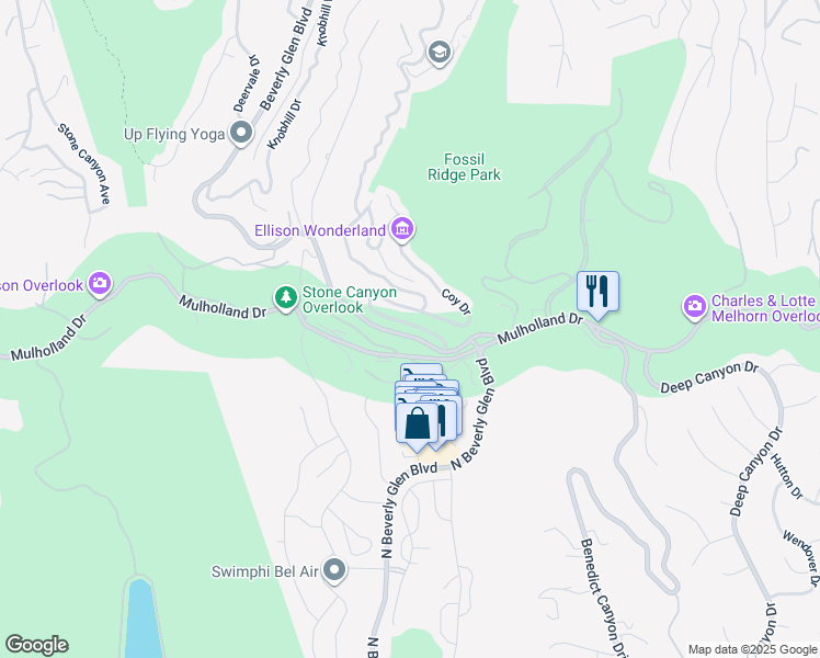 map of restaurants, bars, coffee shops, grocery stores, and more near 3303 Coy Drive in Los Angeles