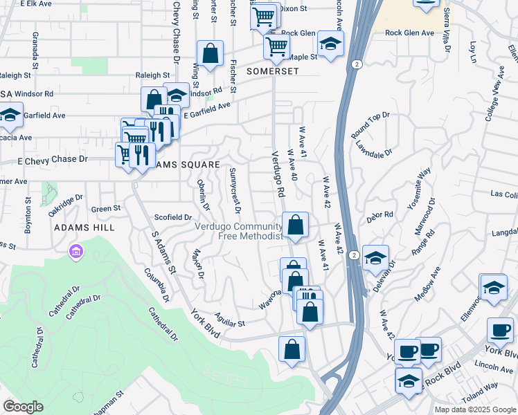 map of restaurants, bars, coffee shops, grocery stores, and more near 3246 Terzilla Place in Los Angeles