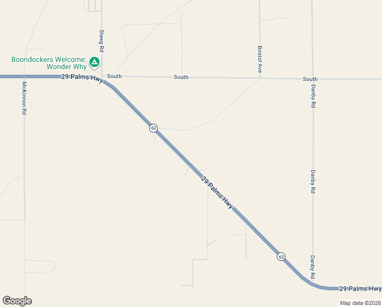 map of restaurants, bars, coffee shops, grocery stores, and more near 29 Palms Highway in Twentynine Palms