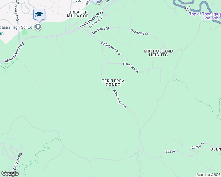 map of restaurants, bars, coffee shops, grocery stores, and more near 22527 Blueridge Court in Calabasas