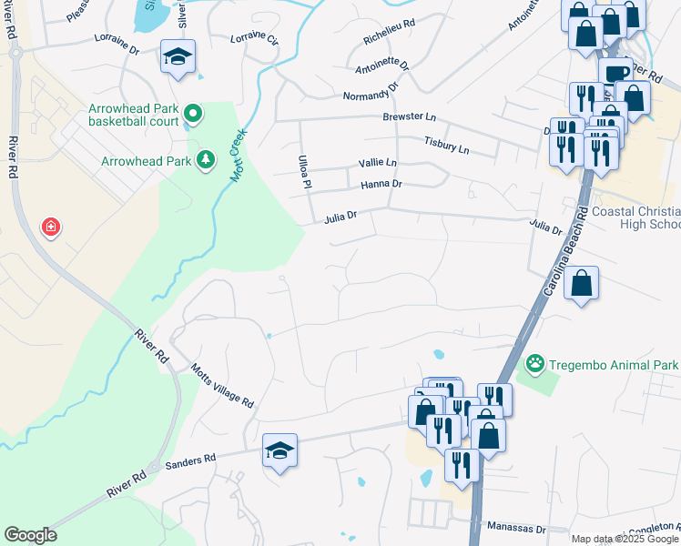 map of restaurants, bars, coffee shops, grocery stores, and more near 405 Gilboa Court in Wilmington