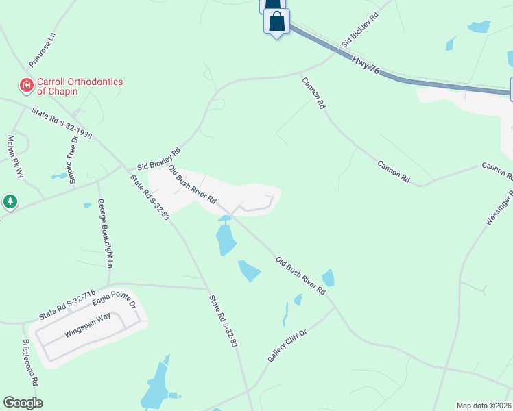 map of restaurants, bars, coffee shops, grocery stores, and more near 231 Bickley View Court in Chapin