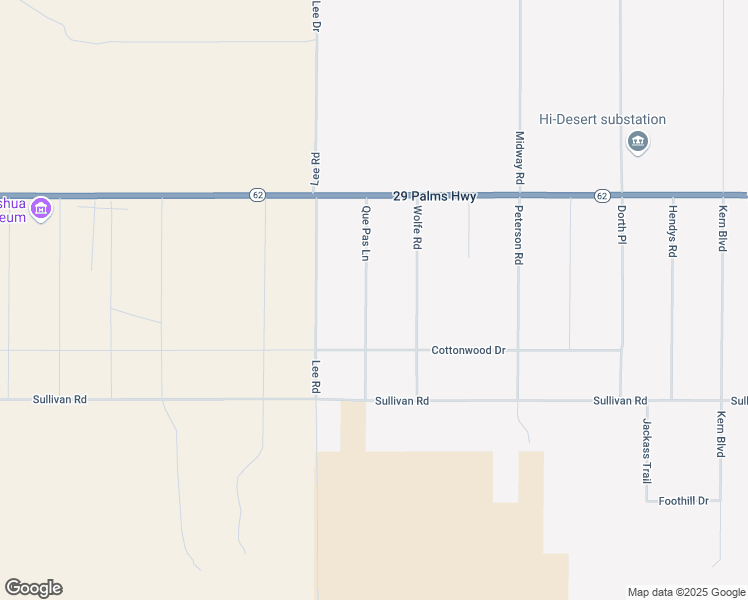map of restaurants, bars, coffee shops, grocery stores, and more near 6713 Que Pas Lane in Twentynine Palms