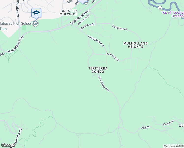 map of restaurants, bars, coffee shops, grocery stores, and more near 22527 Blueridge Court in Calabasas