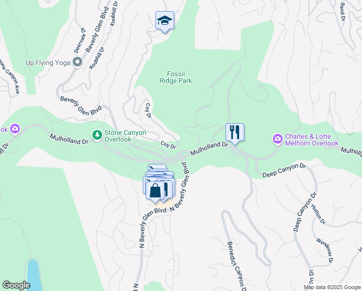 map of restaurants, bars, coffee shops, grocery stores, and more near 3392 Coy Drive in Los Angeles