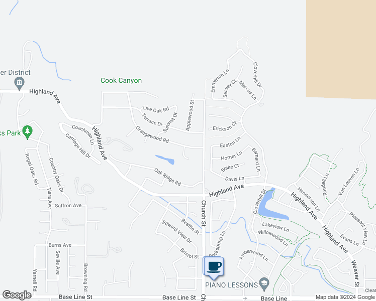 map of restaurants, bars, coffee shops, grocery stores, and more near 6723 Mountain Laurel Court in Highland