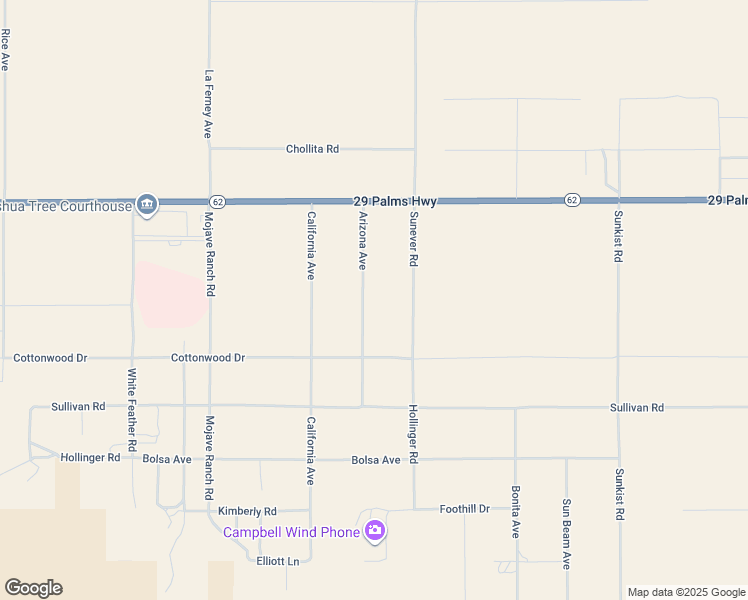 map of restaurants, bars, coffee shops, grocery stores, and more near Arizona Avenue in San Bernardino County