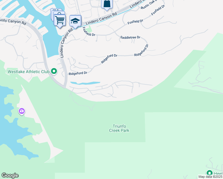 map of restaurants, bars, coffee shops, grocery stores, and more near 68 Little John Lane in Westlake Village