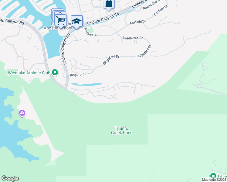map of restaurants, bars, coffee shops, grocery stores, and more near 182 Little John Court in Westlake Village