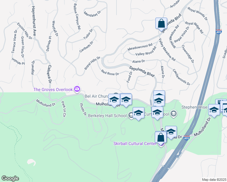 map of restaurants, bars, coffee shops, grocery stores, and more near 16274 Dorilee Lane in Los Angeles