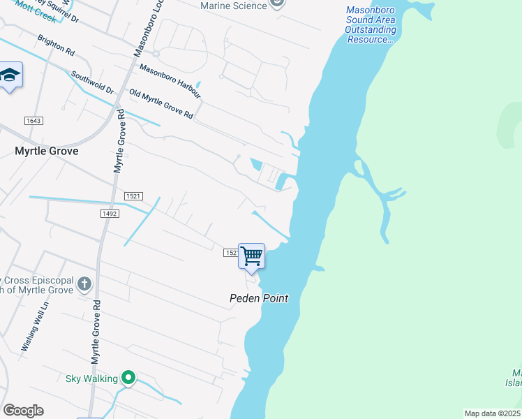 map of restaurants, bars, coffee shops, grocery stores, and more near 233 Sea Gull Lane in Wilmington