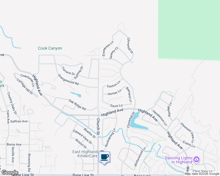 map of restaurants, bars, coffee shops, grocery stores, and more near 28962 Horner Lane in Highland