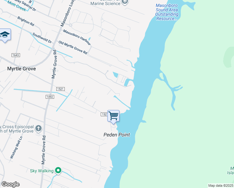 map of restaurants, bars, coffee shops, grocery stores, and more near 233 Sea Gull Lane in Wilmington