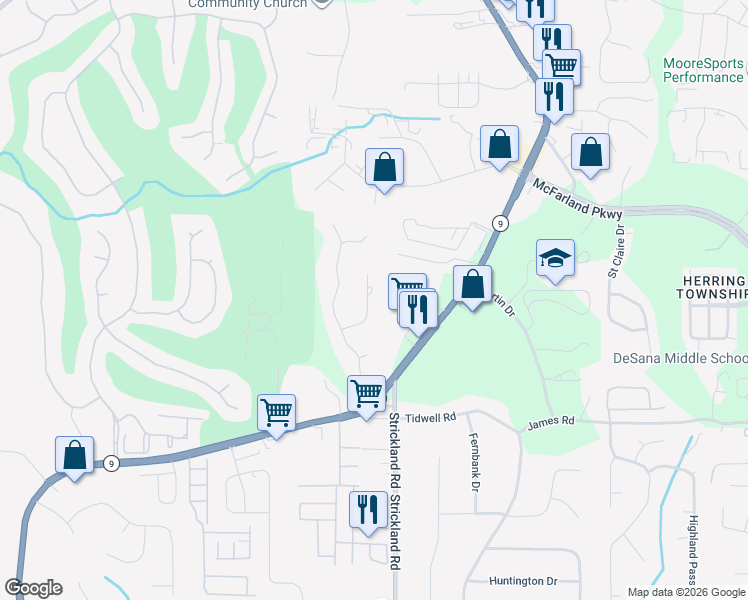 map of restaurants, bars, coffee shops, grocery stores, and more near 6660 Tulip Garden Way in Alpharetta