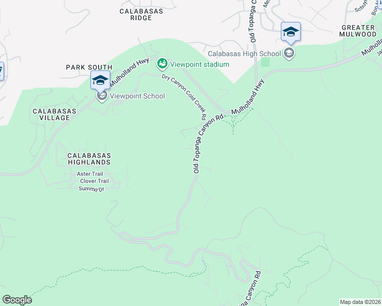 map of restaurants, bars, coffee shops, grocery stores, and more near 3655 Old Topanga Canyon Road in Calabasas
