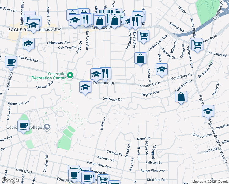 map of restaurants, bars, coffee shops, grocery stores, and more near 4742 Townsend Avenue in Los Angeles