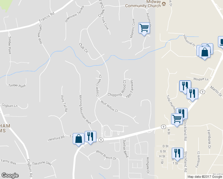 map of restaurants, bars, coffee shops, grocery stores, and more near 14415 Creek Club Drive in Alpharetta