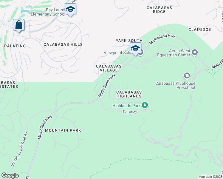 map of restaurants, bars, coffee shops, grocery stores, and more near 3540 Pansy Drive in Calabasas