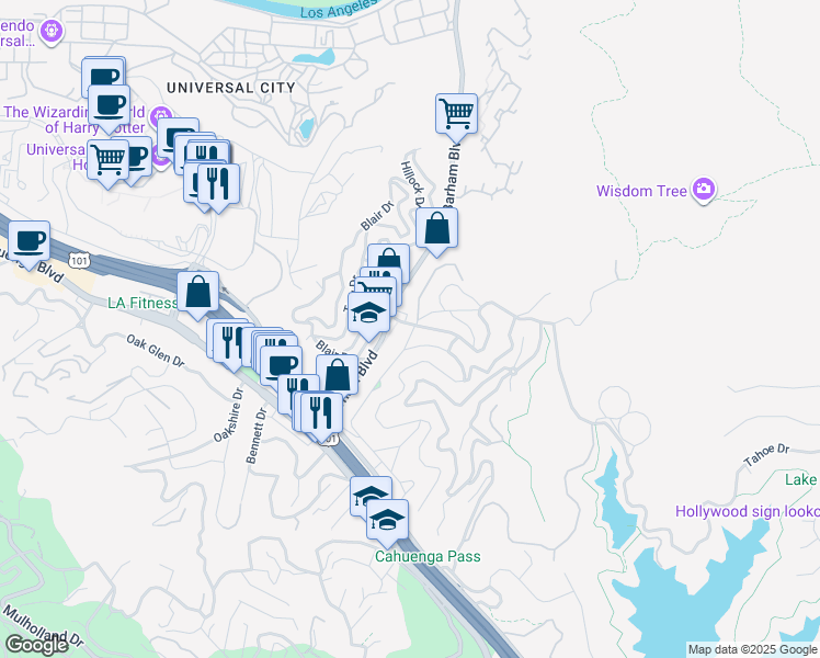 map of restaurants, bars, coffee shops, grocery stores, and more near 3359 Primera Avenue in Los Angeles