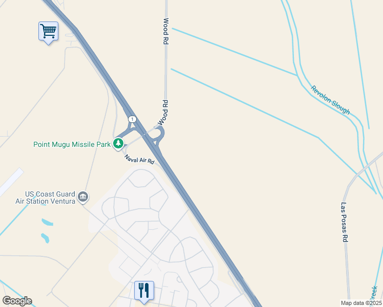 map of restaurants, bars, coffee shops, grocery stores, and more near 0 Wood Road in Camarillo
