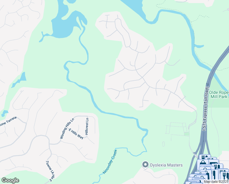 map of restaurants, bars, coffee shops, grocery stores, and more near 935 Santa Anita Drive in Woodstock