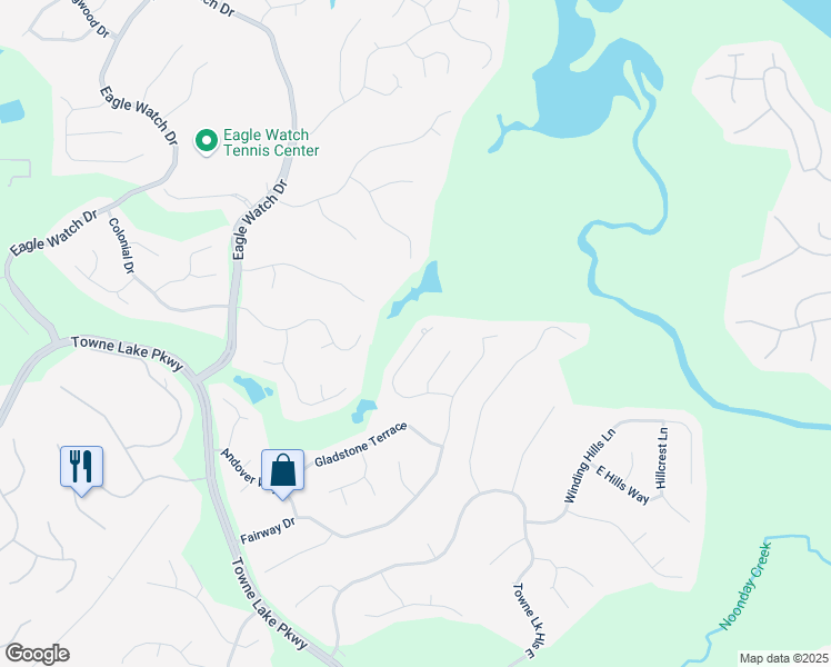 map of restaurants, bars, coffee shops, grocery stores, and more near 3531 Vintage Trail in Woodstock