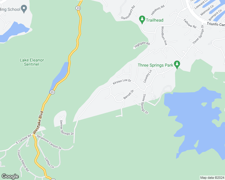 map of restaurants, bars, coffee shops, grocery stores, and more near 2452 Ranchgrove Drive in Westlake Village