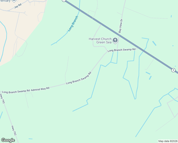 map of restaurants, bars, coffee shops, grocery stores, and more near 4707 Long Branch Swamp Road in Green Sea