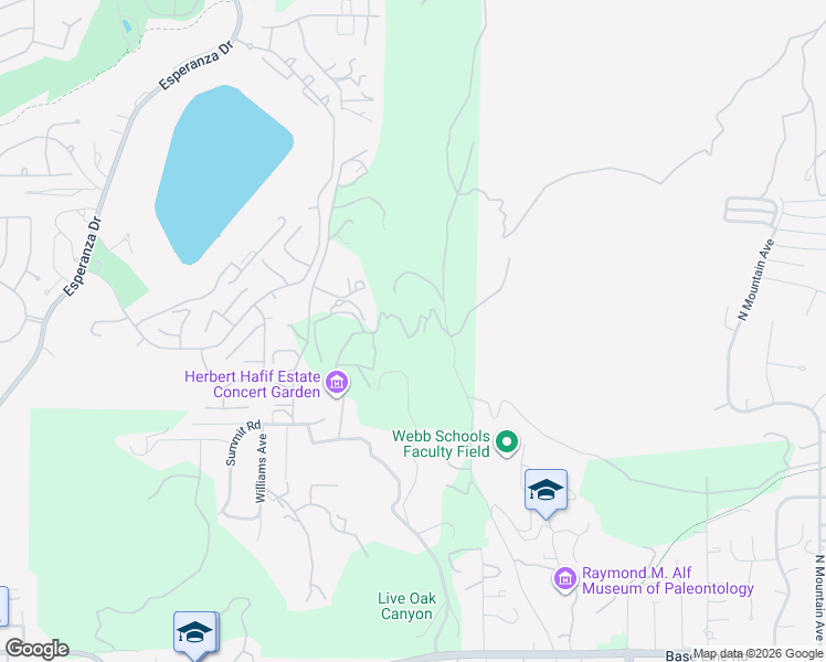 map of restaurants, bars, coffee shops, grocery stores, and more near 4931 Webb Canyon Road in Claremont