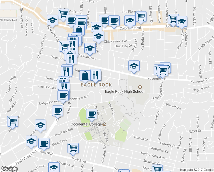 map of restaurants, bars, coffee shops, grocery stores, and more near 1964 Norwalk Avenue in Los Angeles