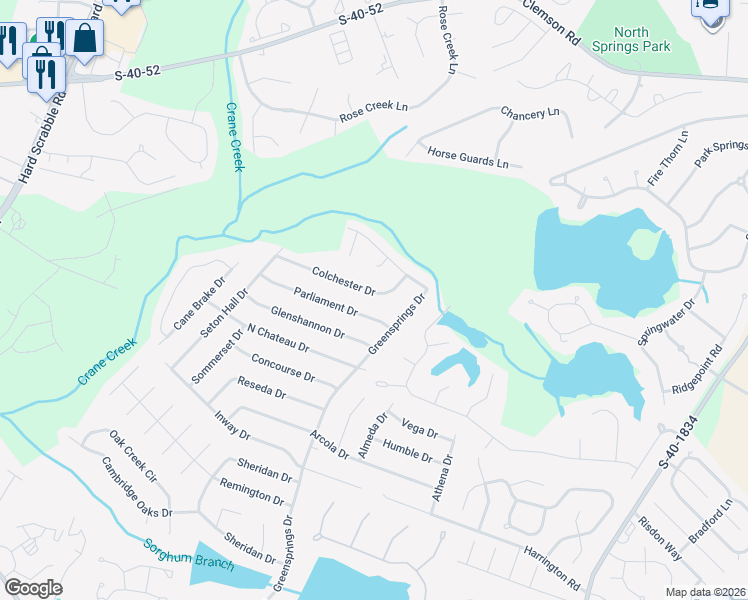 map of restaurants, bars, coffee shops, grocery stores, and more near 205 Colchester Drive in Columbia