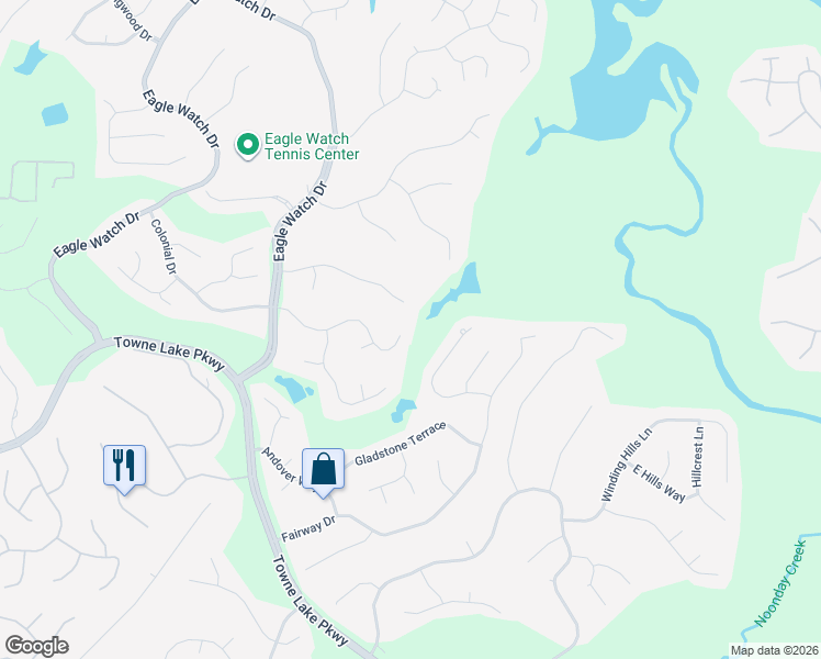 map of restaurants, bars, coffee shops, grocery stores, and more near 238 Colonial Drive in Woodstock